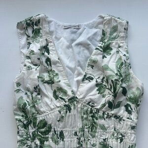 Abercrombie & Fitch White and Green Floral Blouse